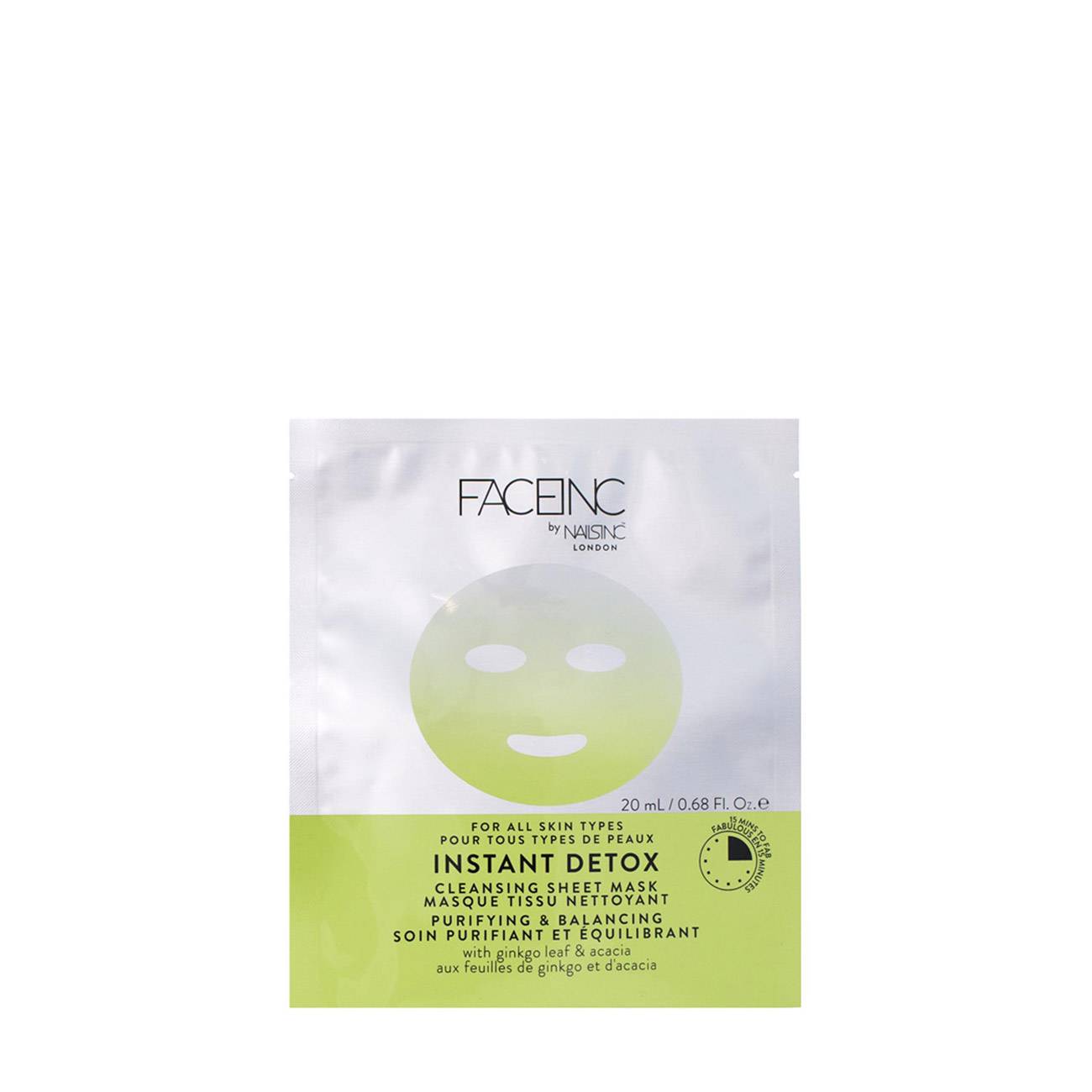 Masca tratament FACEINC INSTANT DETOX CLEANSING SHEET MASK-PURIFYING AND BALANCING 20 Ml cu comanda online